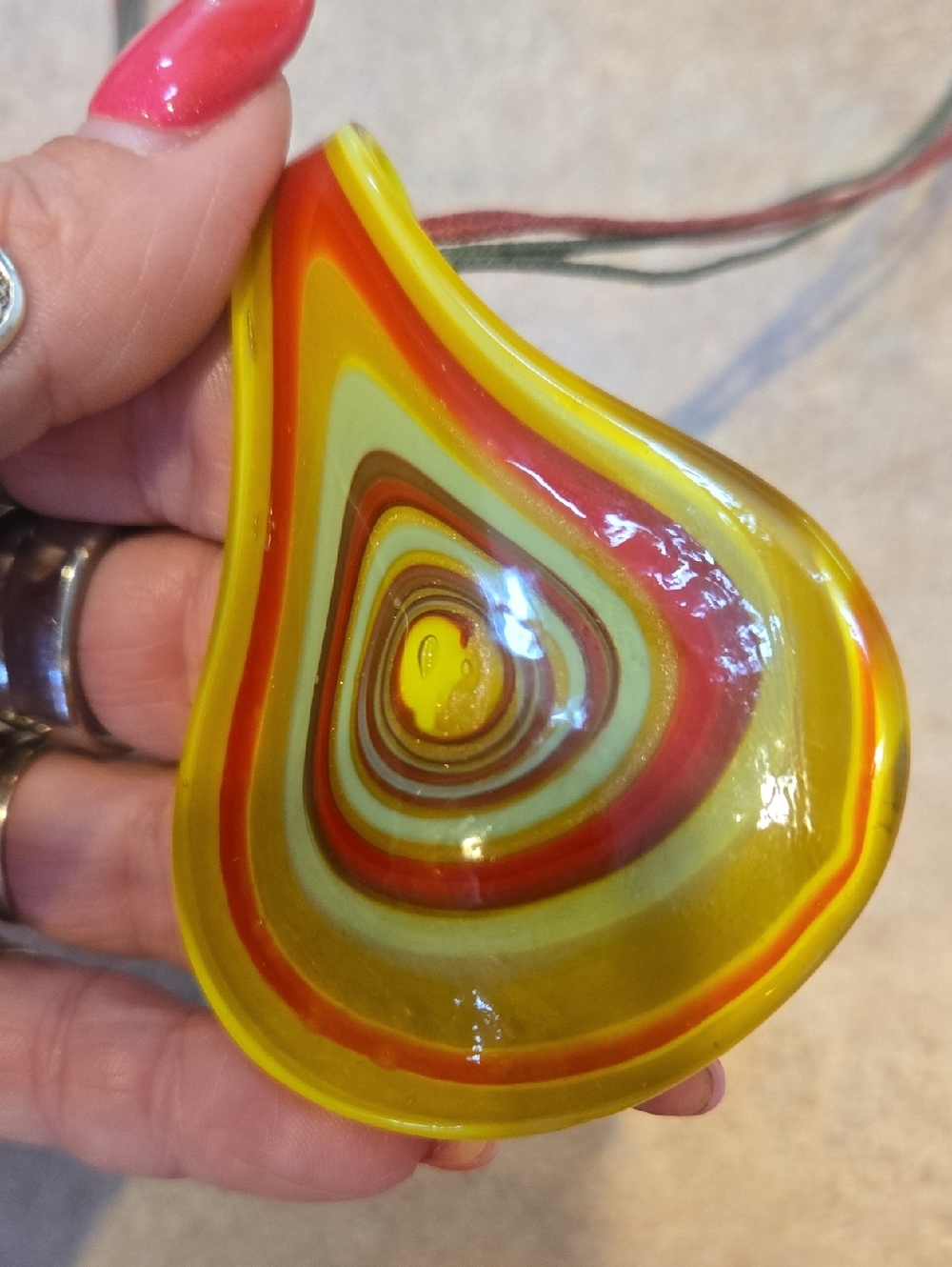 Multi-Color Glass Pendant Necklace - Picture 2 of 7